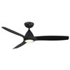 Modern Forms Skylark 3-Blade Smart Ceiling Fan 54in Matte Black 3000K LED Light Kit and Remote Control FR-W2202-54L